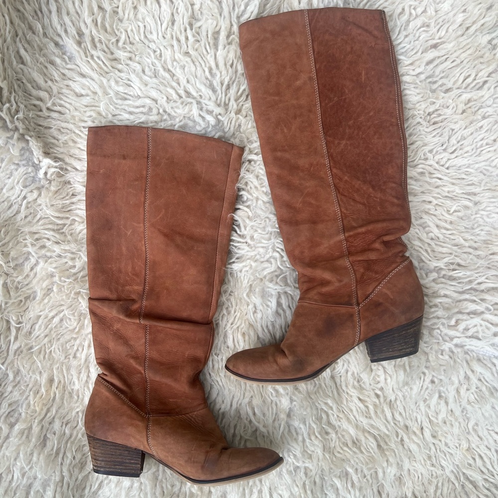 Vintage Brown Leather Knee-High Boots